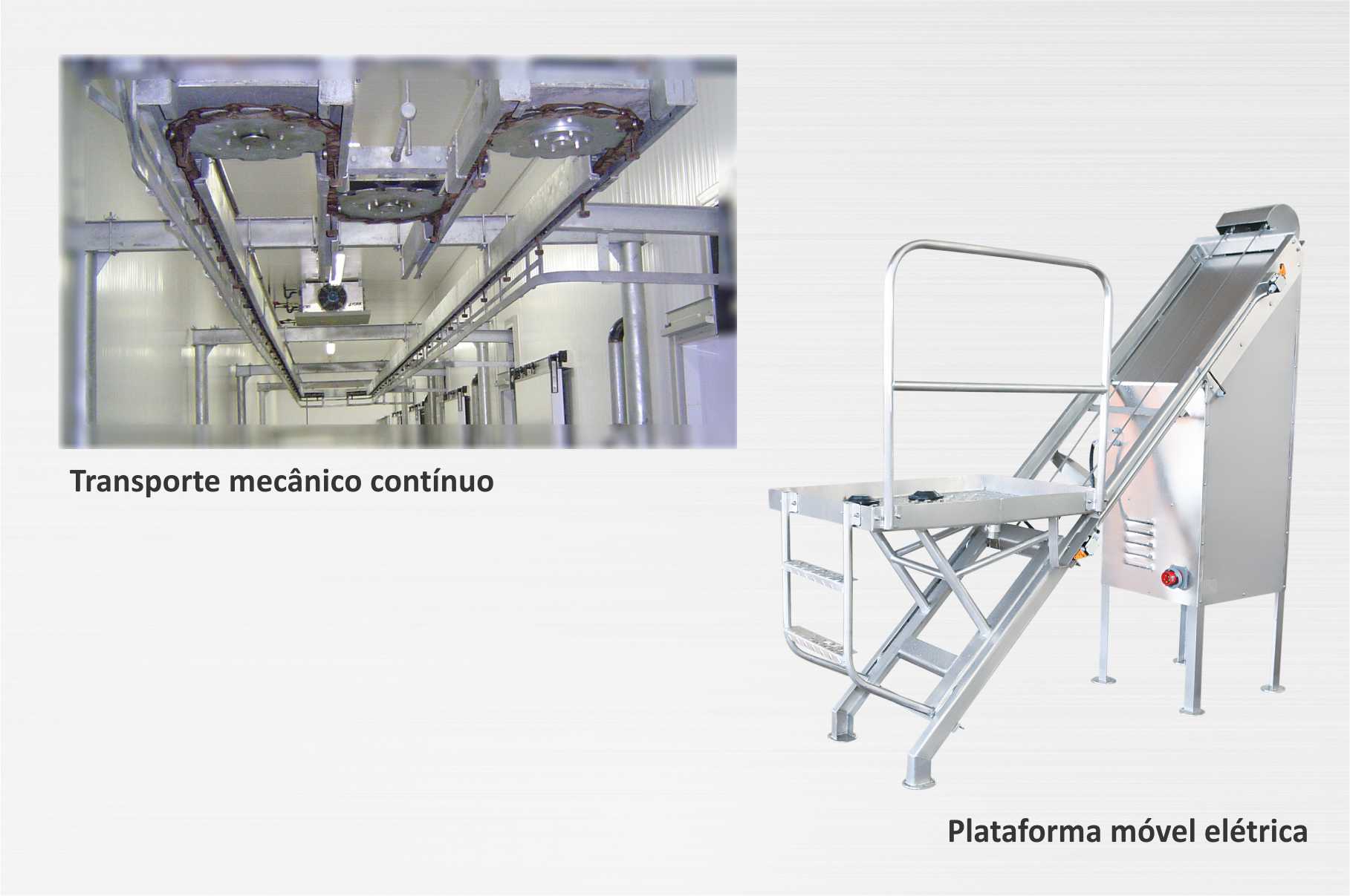 Transporte mecânico contínuo e Plataforma móvel pneumática